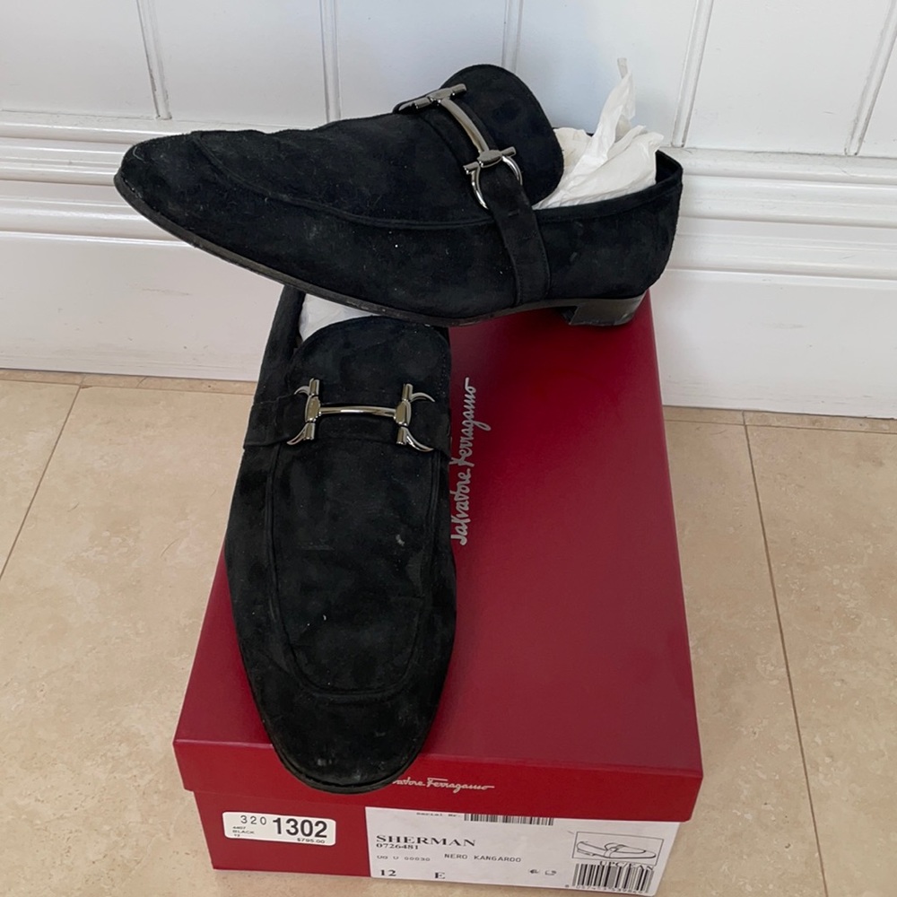 Ferragamo Sherman black suede loafers